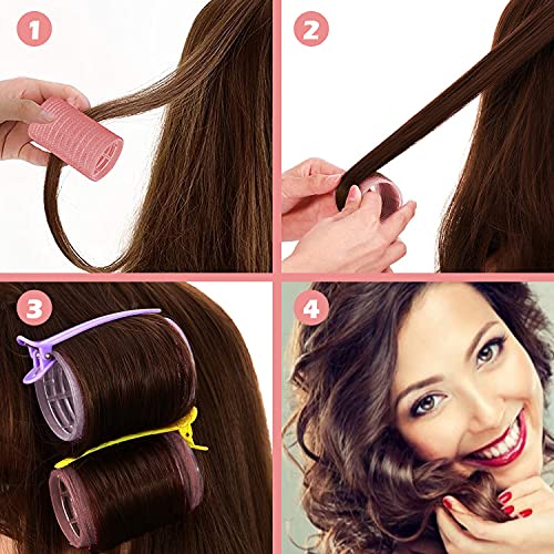 Bellucci 33 Pieces Hair Rollers Set-Self Grip Curler Rollers- 18 Pieces Rollers of 3 Different Sizes Which Includes 44mm, 30mm and 22mm-12 Pieces