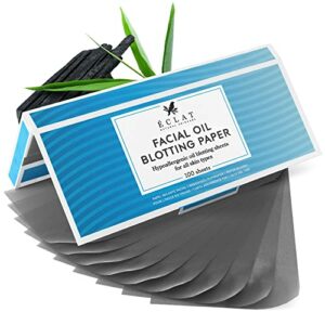 𝗪𝗜𝗡𝗡𝗘𝗥 𝟮𝟬𝟮𝟯* Oil Blotting Sheets for Face, Activated Bamboo Charcoal Blotting Paper for Oily Skin Control, Compatible with Oil Absorbing Roller,