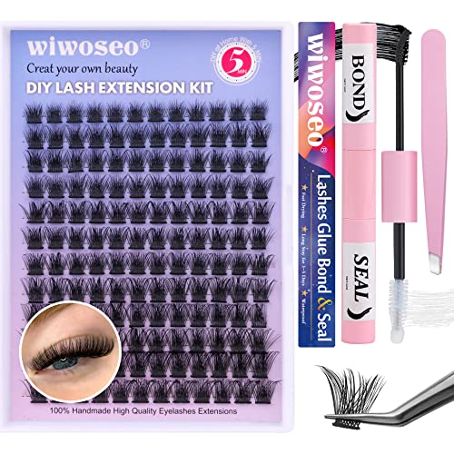 DIY Lash Extension Kit Cluster Lashes 240pcs Lash Cluster Individual Eyelash Extension Kit Natural D Curl Cluster Lash with Lash Bond and Seal, A