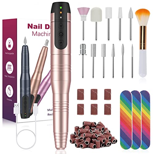 HAPAW Electric Nail Files, Cordless Rechargeable Electric Nail Drill Electric Nail Files Professional, 11 in 1 Electric Nail File Manicure Pedicu