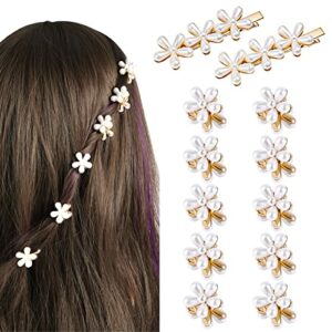 12 Pcs Pearl Hair Clips for Women Girls, Faux Pearl Claw Clips Flower Design Bangs Clips Small Flower Hair Clips Non-slip Hair Accessories for Ha
