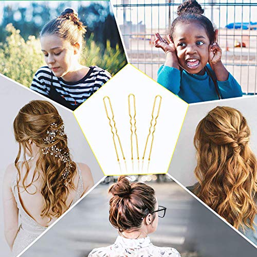Bun Pins,U Shaped Hair Pins Hair Pins,50 PCS Bobby Pins Hair Clips Hair Styling Pins for Women Girls (Blonde-U)