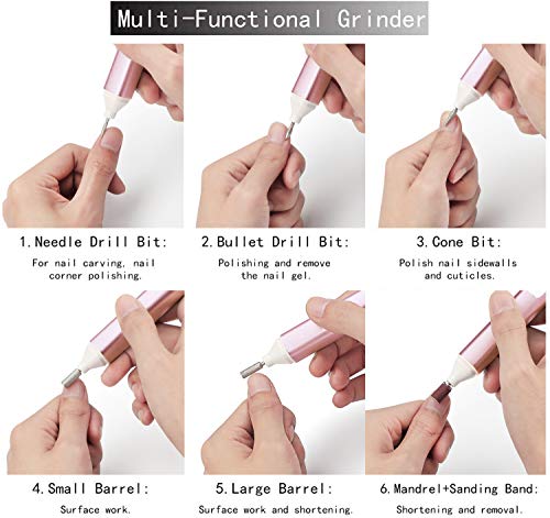 Nail Drill,Electric Nail File Drill Portable Pedicure Tools 20000rpm Nail Polish Machine Kit For Acrylics, Gels Nails (Pink)