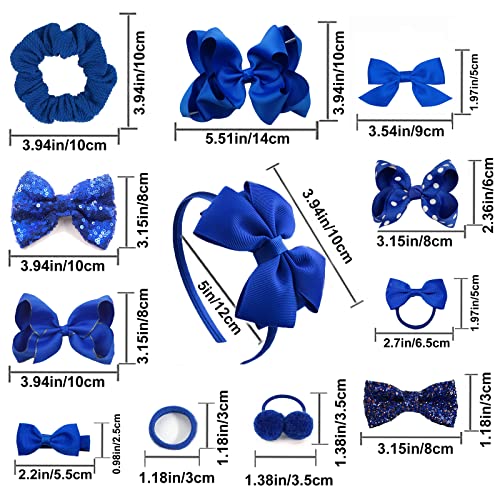 MUFEKUM School Girls Blue Hair Accessories, Blue Bow Hair Clips Blue Bow Headband Blue Hair Bands Hair Accesories for Girls Christmas Birthday Gi
