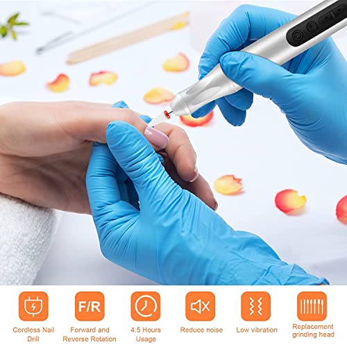CGBE Electric Nail Files, 20000RPM Rechargeable Electric Nail Drill Machine, Cordless Electric Nail File Portable Manicure Pedicure Set for Acryl