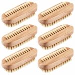 6 Pieces Nail Brushes Wooden Nail Cleaning Brushes Double Sided Scrub Wood Nail Brush Handle Hand Fingernail Brush For Men Women Adult Kid Toe Fo