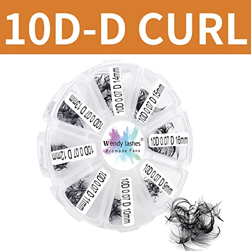 Pre Made Fan Volume Eyelash Extensions 10D 0.07mm D Curl 500 Fans 9-16mm Mixed Tray Premade Fans Loose Volume Lash Extensions Handmade Promade Lo