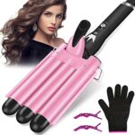 3 Barrels Hair Curler - 25mm Curling Iron Tongs Hair Waver Mermaid Waves Wand Beach with 2 Temperature Control Quick Heating for Long or Short St
