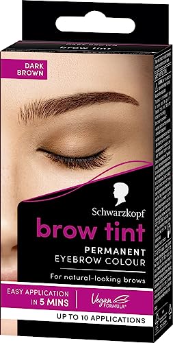 Schwarzkopf Brow Tint Professional formula Eyebrow Dye Brow Tinting Kit with Gentle Permanent Colour - Dark Brown (Packaging may vary)