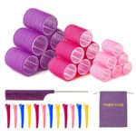 Hair Rollers Set 32 PCS, PandyCare For Long & Short - No Heat, Hair-friendly, Natural Effect, Includes 18 (1.73+1.41+0.98 inch), 12 Clips,1 Rat T