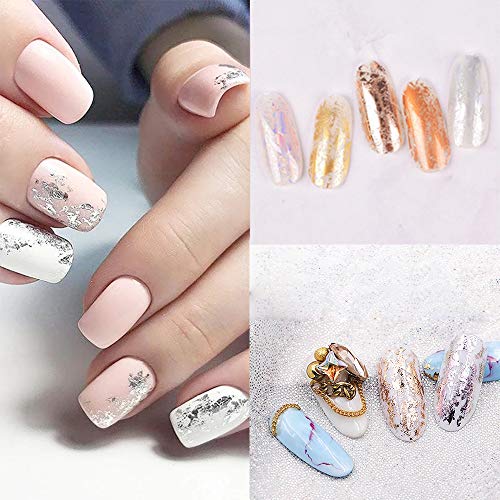 Nail Foil Stickers EBANKU 20 Rolls Holographic Nail Transfer Foil Sticker Nail Foil Adhesive Stickers Decals Gold Silver Nail Art Stickers for Wo