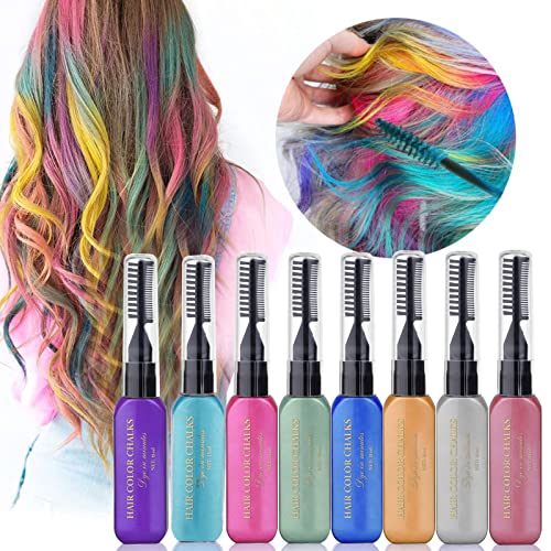 Hair Chalks for Girls, 8 Coloured Hair Dye Temporary, Washable Hair Spray Colour for Kids Men and Woman