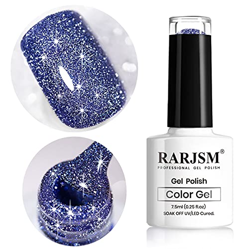 RARJSM Silver Glitter Gel Nail Polish Sparkle Nail Gel Varnish Requires Drying Under UV LED Lamp for Women Spring Summer Nail UV Beauty Art Desig