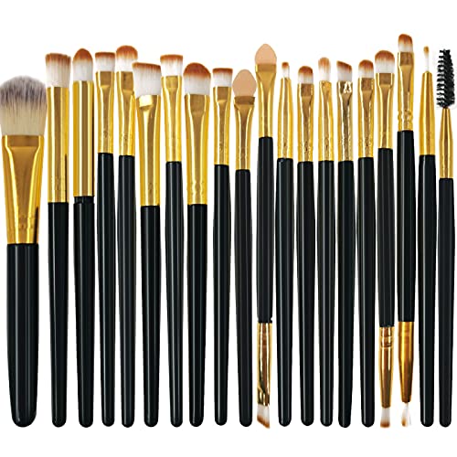 Makeup Brushes ZHIYE Make up Brush Set 20 PCs Professional Face Eyeliner for Foundation Blush Concealer Eyeshadow with Travel Black