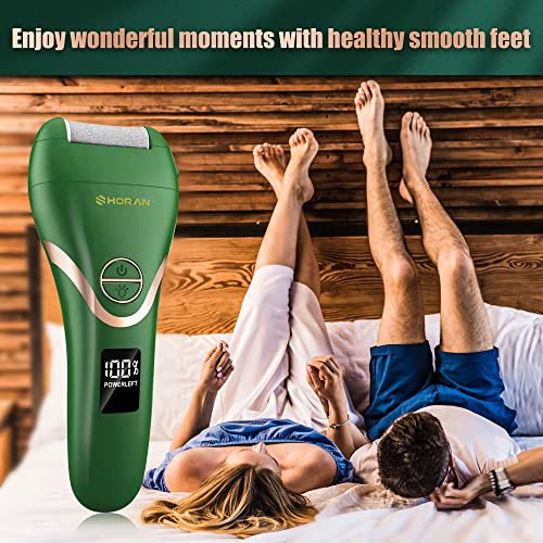 SHORAN Electric Foot File Feet Hard Skin Remover, Professional Callus Remover Foot Grinder Pedicure Foot Care Set for Dead Skin Dry Skin, USB Rec