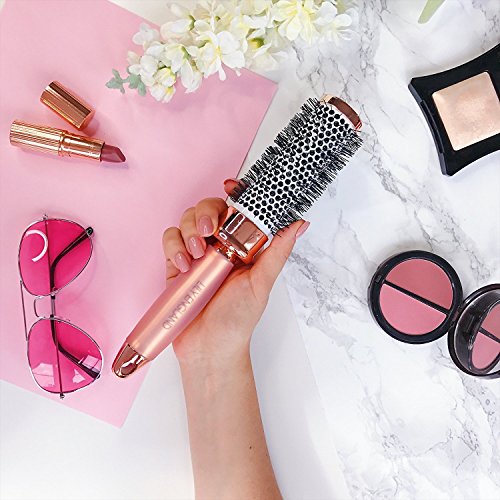 Round Brush Set for Women - Round Barrel Hair Brushes and Tail Comb for Blow Drying - Blow Dry Hairbrush For Women in Rose Gold by Lily England