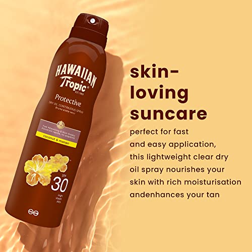 HAWAIIAN TROPIC - Protective Dry Oil continuous Spray SPF 30 | with Coconut and Mango | 180ml