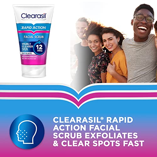 Clearasil Rapid Action Exfoliating Scrub, For Acne Prone Skin, Unclog Pores, Reduces Blackheads, Pimples & Excess Oil, Everyday Spots Prevention,