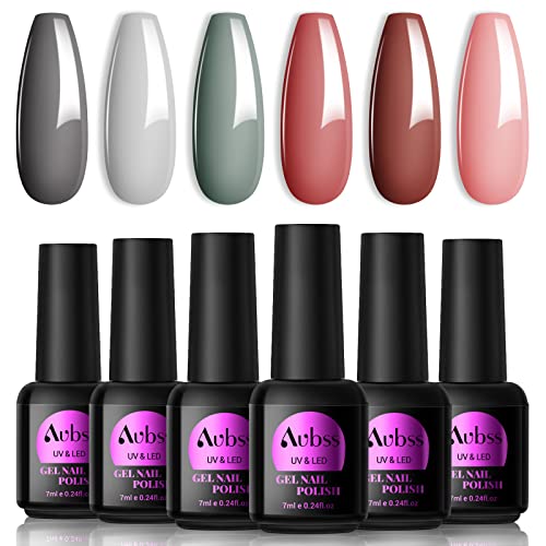 AUBSS Colour Changing Gel Nail Polish Set, 6 Colours Temperature Change Gel Polish Thermal Mood Chameleon Soak Off UV Gel Nail Kit Red Blue Orang