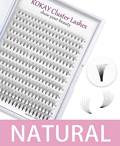 Cluster Lashes 120Pcs 10-16mm Individual Lashes D Curl Professional Lash Extension Kit, DIY False Eyelashes Fluffy Reusable Soft (10-16mm, 120 Cl
