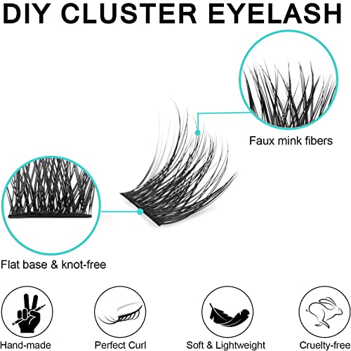 Proamate Cluster Lashes Individual Lashes DIY Eyelash Soft Natural Easy Fan Lash Individual False Lashes for Personal Use at Home (45 Clusters)