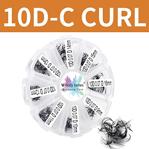 Pre Made Fan Volume Eyelash Extensions 10D 0.07mm D Curl 500 Fans 9-16mm Mixed Tray Premade Fans Loose Volume Lash Extensions Handmade Promade Lo
