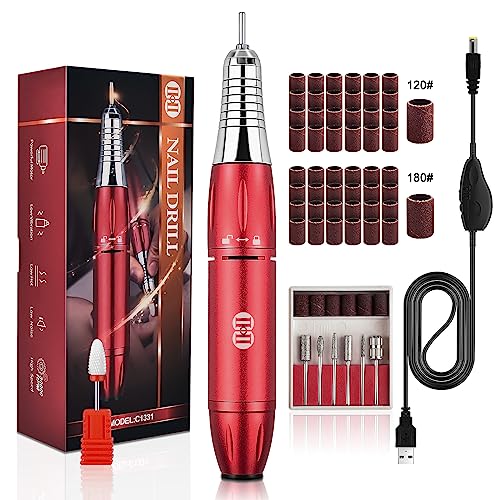 Electric Nail Drill Machine, CIICII 30000RPM Electric Nail Files Professional Set (65Pcs Portable Variable Speed All-Metal Chuck Lock Forward & R
