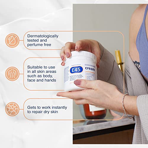 E45 Cream 350 g – E45 Cream for Dry, Irritated Skin – Moisturiser to Soothe Dry & Sensitive Skin - Dermatologically Tested Eczema Dermatitis Crea
