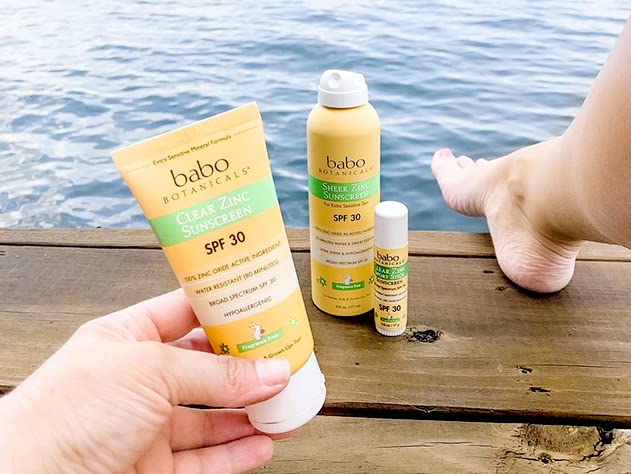 Babo Botanicals SPF 30 Clear Zinc Lotion - Fragrance Free, 3 Ounces, Best Natural Mineral Sunscreen, Non-Nano, Sensitive