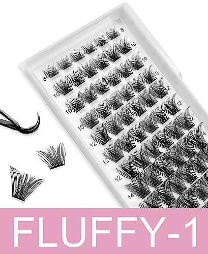 Cluster Lashes 120Pcs 10-16mm Individual Lashes D Curl Professional Lash Extension Kit, DIY False Eyelashes Fluffy Reusable Soft (10-16mm, 120 Cl