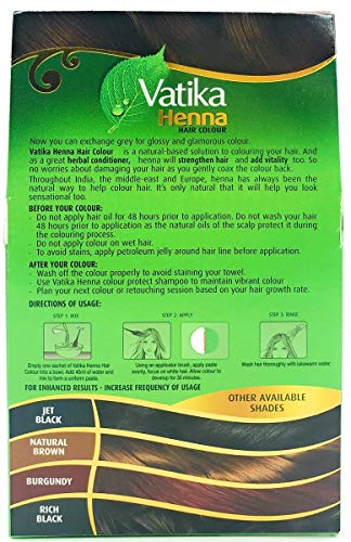 Dabur Vatika Henna Hair Colour, Dark Brown 100% Ammonia Free, 6 x 10g Sachet's - 60g