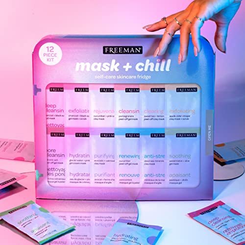 Freeman Limited Edition Mask & Chill Self Care Skincare Mask Holiday Kit, Face Masks To Exfoliate, Hydrate, Relieves Stress, and Refines Pores, F