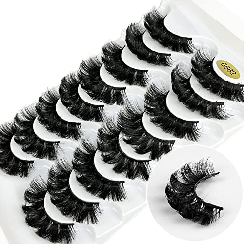 KOKAY False Eyelashes Russian Strip Lashes Faux Mink Lashes 8 Pairs DD Curl, Reusable Fluffy 3D Fake Eyelashes Thick Soft Waterproof for Gift (K0