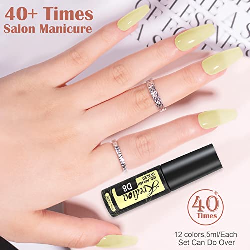 Kredioo Jelly Gel Nail Polish Set, 12Pcs 5ML Jelly Gel Polish Sheer Milky White Pink Nude Blue Purple Yellow Glitter Translucent Gel Polish UV Na