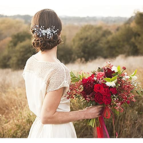 Bridal Flower Side Hair Clips Pearl Flower Hair Piece Wedding Hair Accessories for Brides Bridesmaid,Girls,Women