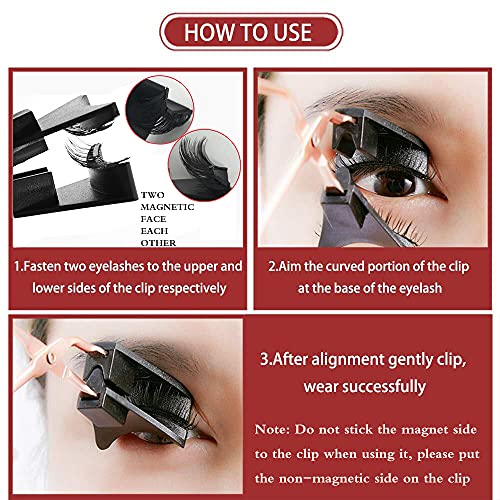 Chlffua Magnetic Eyelashes without Eyeliner 3 Pairs Reusable False Lashes Natural Look 3D Effect Waterproof Fake Eyelash Set with Applicator, 30