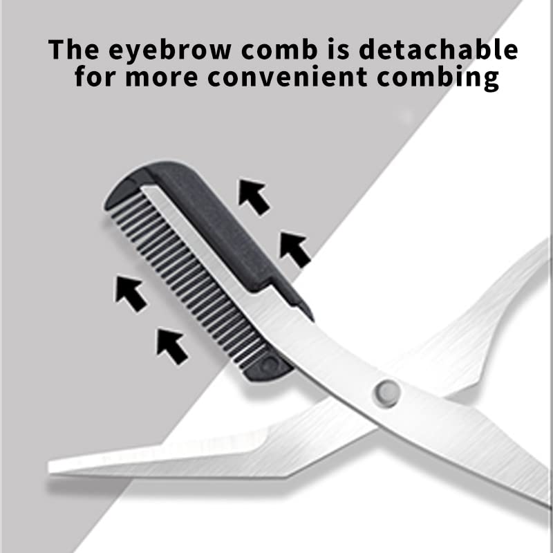 Eyebrow Scissors with Comb, Black Eyebrow Trimmer Scissors, Stainless Steel Eyebrow Trimmer Eyelash Comb Eyebrow Comb Small Eyebrow Grooming Beau