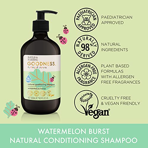 Baylis & Harding Goodness Kids Watermelon Burst No Tears Natural Conditioning Shampoo 500ml, (Pack of 3) - Vegan Friendly