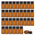Enslz 3ml 50Pcs Mini Amber Glass Essential Oils Sample Bottles Empty Refillable Brown Glass Perfume Bottles (Brown, 3ml)