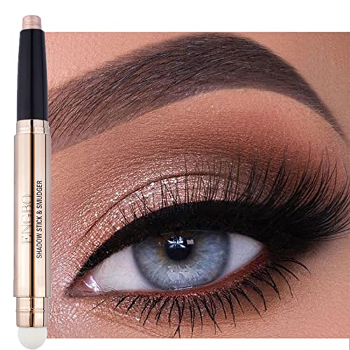 Glitter Eyeshadow Metallic Eye Shadow Stick,Pearl Shimmer Dual-Ended Eyeshadow Eye Brightener Highlighting Pen,High Pigmented,Cruelty Free,Smooth