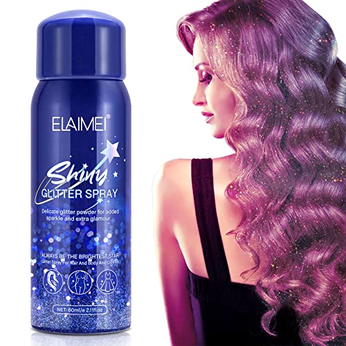 Glitter Spray - Temporary Shiny Glitter Spray for Body, Hair, Face and Clothing, Waterproof Hairspray, Shimmer Silver Powder for Prom, Festival R