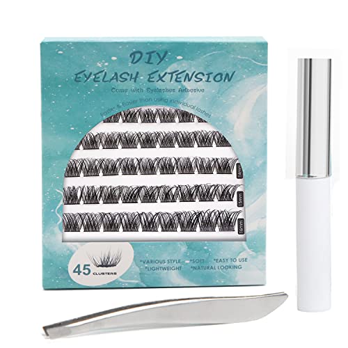 Proamate Cluster Lashes Individual Lashes DIY Eyelash Soft Natural Easy Fan Lash Individual False Lashes for Personal Use at Home (45 Clusters)