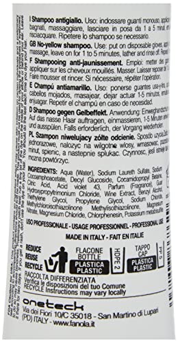 Fanola No Yellow Shampoo, Anti-Yellow Shampoo for Healthy and Vital Blonde Hair, Neutralizes Yellow Tones with Toning Action for Pre-Lightened, H