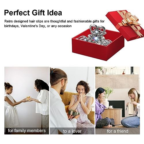 Jagowa Vintage Hair Claw Clips Rhinestone Shiny Flower Butterfly Claw Clips Retro for Women Girls Wedding Bridal