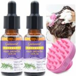 Rosemary Oil for Hair Growth,2 Packs Diluted Rosemary Oil w/Scalp Massager&Ebook,Hair Growth Oil Serum with Castor Oil Biotin Argan Oil for Dry D