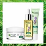 Garnier Organic Lavandin Set: Anti-Age Day Cream, Smooth & Glow Facial Oil and Anti-Age Eye Cream for Healthy Glowing Skin - Suitable for Dry & S