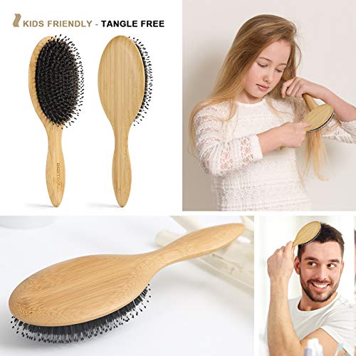 BESTOOL Hair Brush, Boar Bristle Hair Brushes for Women men Kid, Boar & Nylon Bristle Brush for Wet/Dry Hair Smoothing Massaging Detangling, Ever
