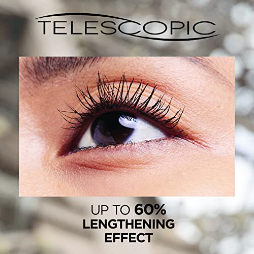 L'Oréal Paris Intense Lengthening Mascara, Lash By Lash Precise Application, Up To 60% Longer Eyelashes, Telescopic Mascara, Black