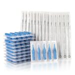 Tattoo Needles and Tips Set, 100pcs Disposable Mixed Tattoo Needles and Assorted Sterilized Tattoo Needles Tips, 5pcs of each-3rl 5rl 7rl 9rl 3rs