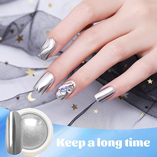 Chrome Nail Powder, 6 Jars Metallic Mirror Effect Holographic Iridescent Nail Powder Aurora Shell Chrome Powder Nail Pigment Powder Glitter Nail